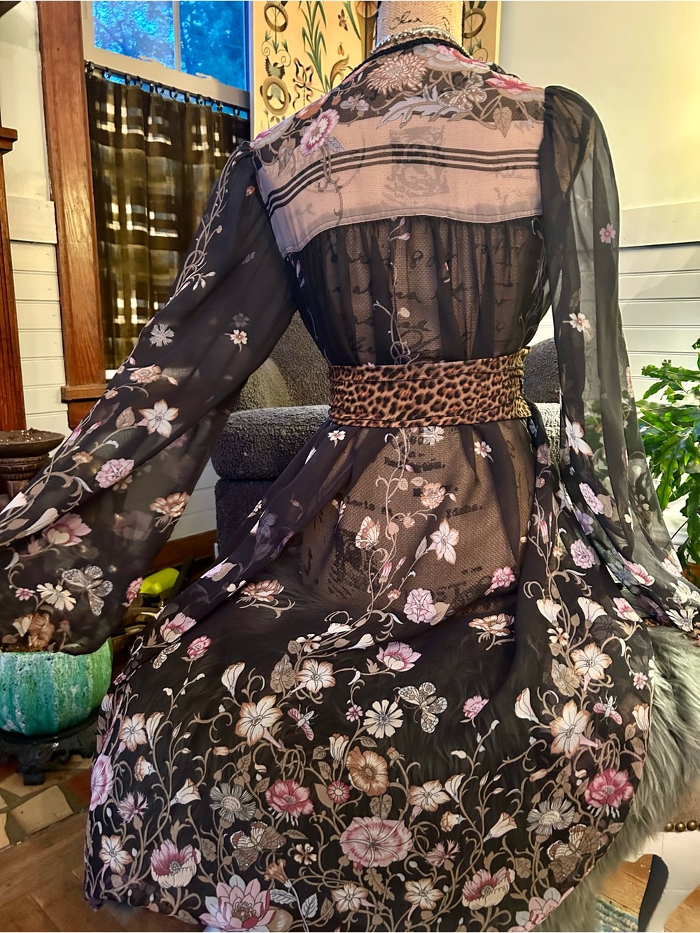 Handmade Whimsigoth Sheer Floral Maxi Dress Duster - Picture 16 of 16